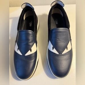 Men’s Fendi Monster Sneaker barely worn Blue leather, black suede